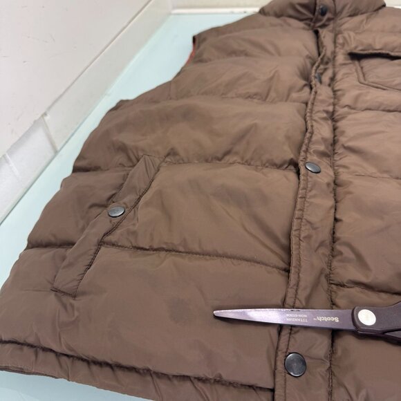 Fossil Puffer Jacket Vest Mens Large L Down Filled Insulated Full Zip Brown - Picture 7 of 7
